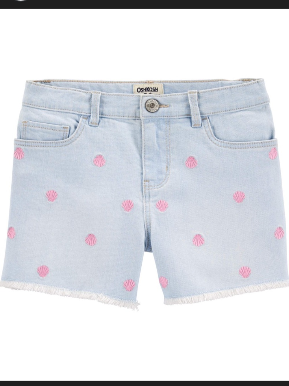 OshKosh B'gosh Light Blue Denim Shorts with Pink Shell Embroidery